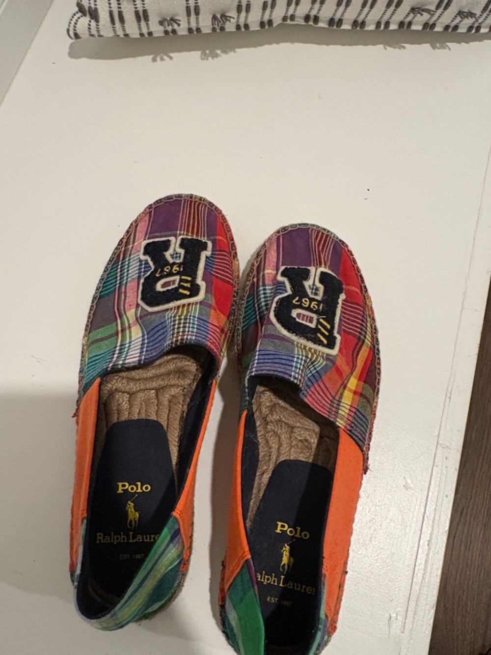 Polo by Ralph Lauren Multicolor Plaid Canvas Slip-On Loafers Mens 8D